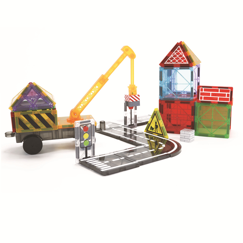 STEM Educational 7.5cm Plastic Magnetic Building Blocks City Traffic Theme Construction Toys for Kid(图2)