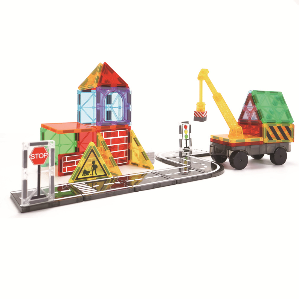 STEM Educational 7.5cm Plastic Magnetic Building Blocks City Traffic Theme Construction Toys for Kid(图4)